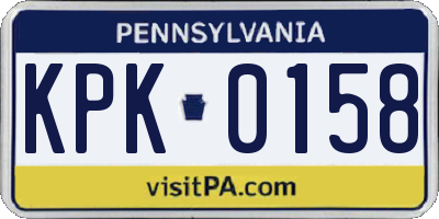 PA license plate KPK0158