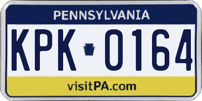 PA license plate KPK0164