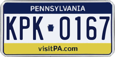 PA license plate KPK0167