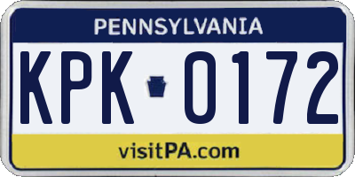 PA license plate KPK0172