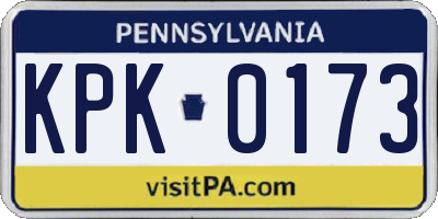 PA license plate KPK0173