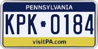 PA license plate KPK0184