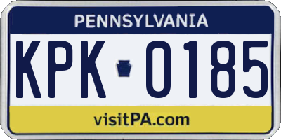 PA license plate KPK0185