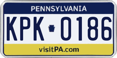 PA license plate KPK0186