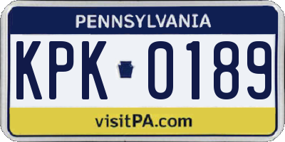 PA license plate KPK0189