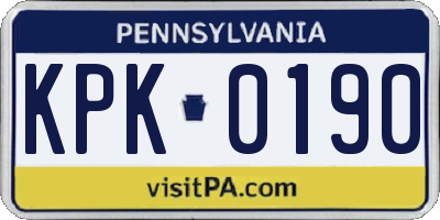PA license plate KPK0190