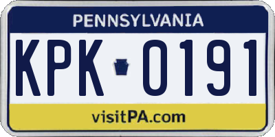 PA license plate KPK0191