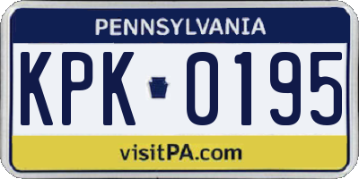 PA license plate KPK0195