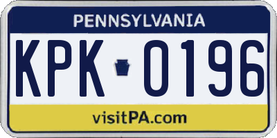 PA license plate KPK0196