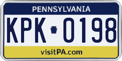 PA license plate KPK0198