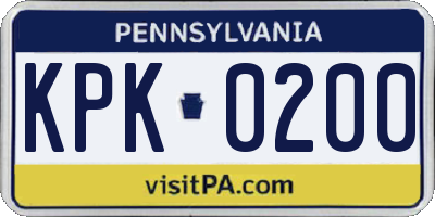 PA license plate KPK0200