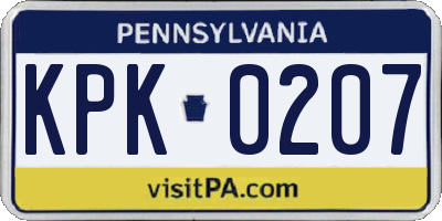 PA license plate KPK0207