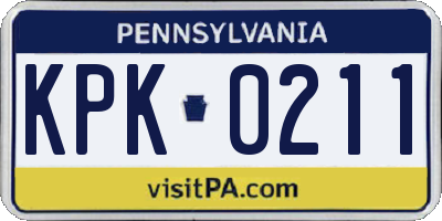 PA license plate KPK0211