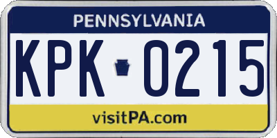 PA license plate KPK0215
