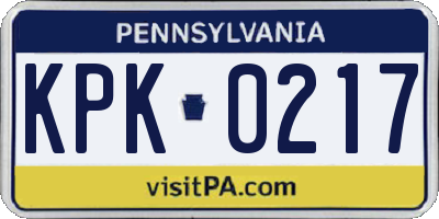 PA license plate KPK0217