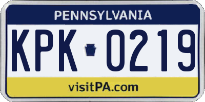 PA license plate KPK0219