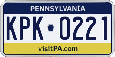 PA license plate KPK0221