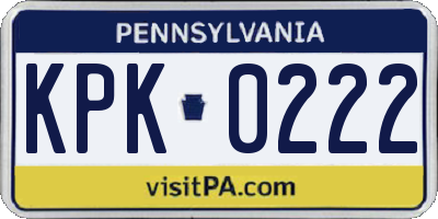 PA license plate KPK0222