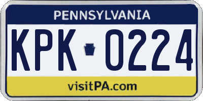 PA license plate KPK0224
