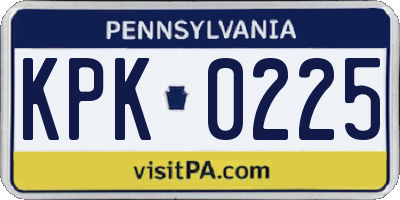 PA license plate KPK0225