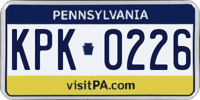PA license plate KPK0226