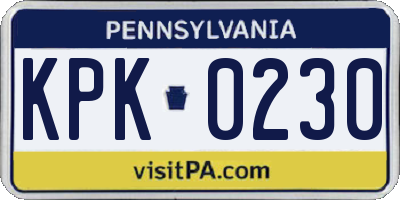 PA license plate KPK0230