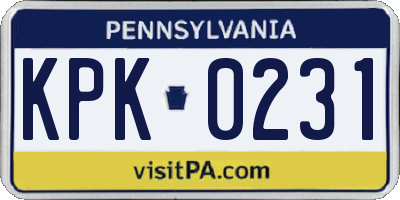 PA license plate KPK0231