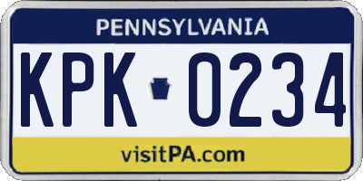 PA license plate KPK0234