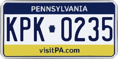 PA license plate KPK0235