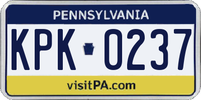 PA license plate KPK0237