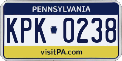 PA license plate KPK0238