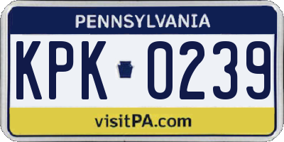PA license plate KPK0239