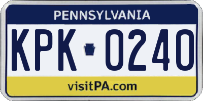 PA license plate KPK0240