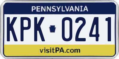 PA license plate KPK0241