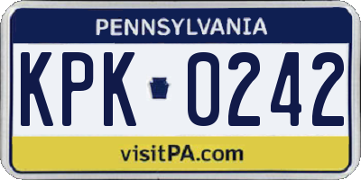 PA license plate KPK0242