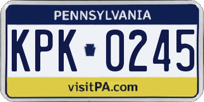 PA license plate KPK0245