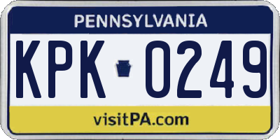 PA license plate KPK0249