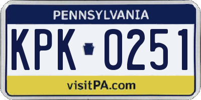 PA license plate KPK0251