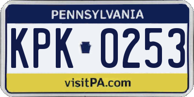 PA license plate KPK0253