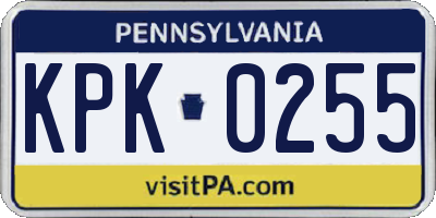 PA license plate KPK0255