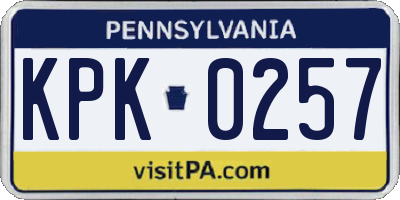 PA license plate KPK0257
