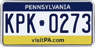 PA license plate KPK0273