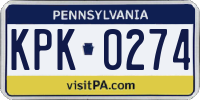 PA license plate KPK0274