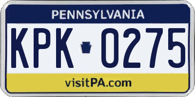 PA license plate KPK0275