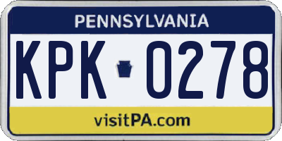 PA license plate KPK0278