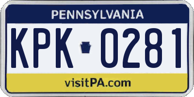 PA license plate KPK0281