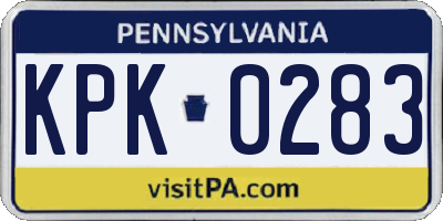 PA license plate KPK0283