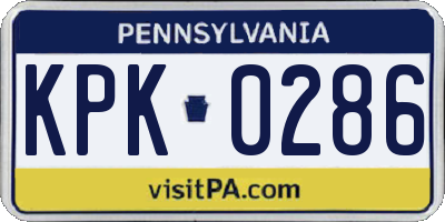 PA license plate KPK0286