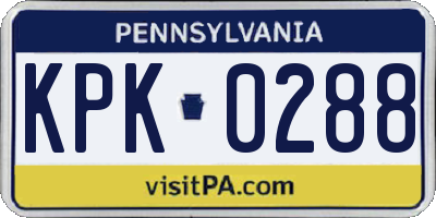 PA license plate KPK0288