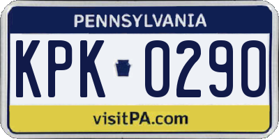 PA license plate KPK0290